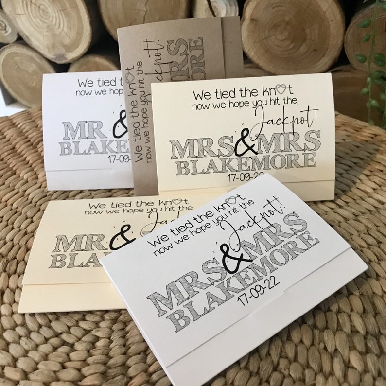 scratch card holder wedding favour idea lottery ticket