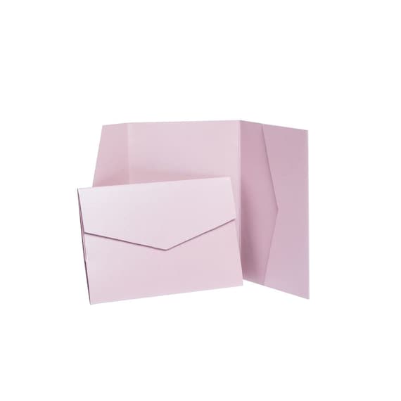 Paper & Party Supplies Pocketfold Invites Wedding Invitation Template. 5x7 Pink Pocket Fold