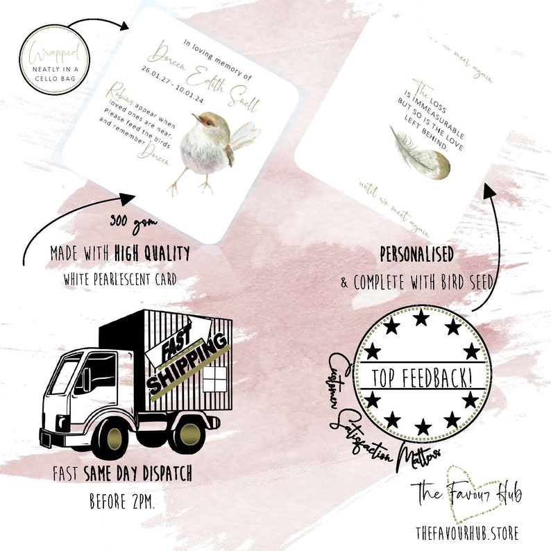 Bird Seed Funeral Favours Personalised Seed Favors Custom Etsy UK