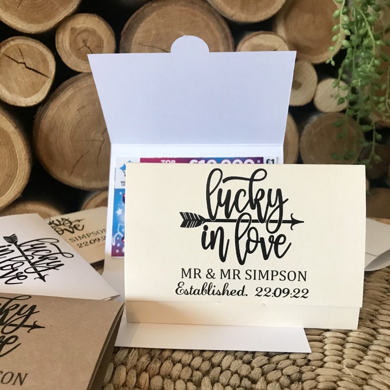 scratch card holder wedding favour idea lottery ticket