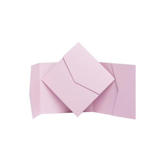 Pocket Fold Stationery Wedding Invitation Template Pink 5 x  5 Square Pocketfold Invites DIY Invitation Kit