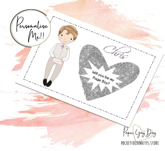 Personalised Page Boy Proposal Card. Scratch &amp; Reveal Hidden | Etsy