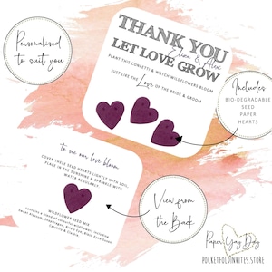 Grazie Bomboniera Piantabile Bomboniere Bomboniere Personalizzate Bomboniere Personalizzate Carta da seme da sposa. Regalo da tavolo personalizzato. Bomboniera personalizzata