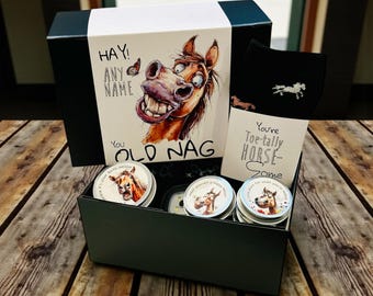 Personalized Equestrian Gift Box, Horse Lover Treats & Socks