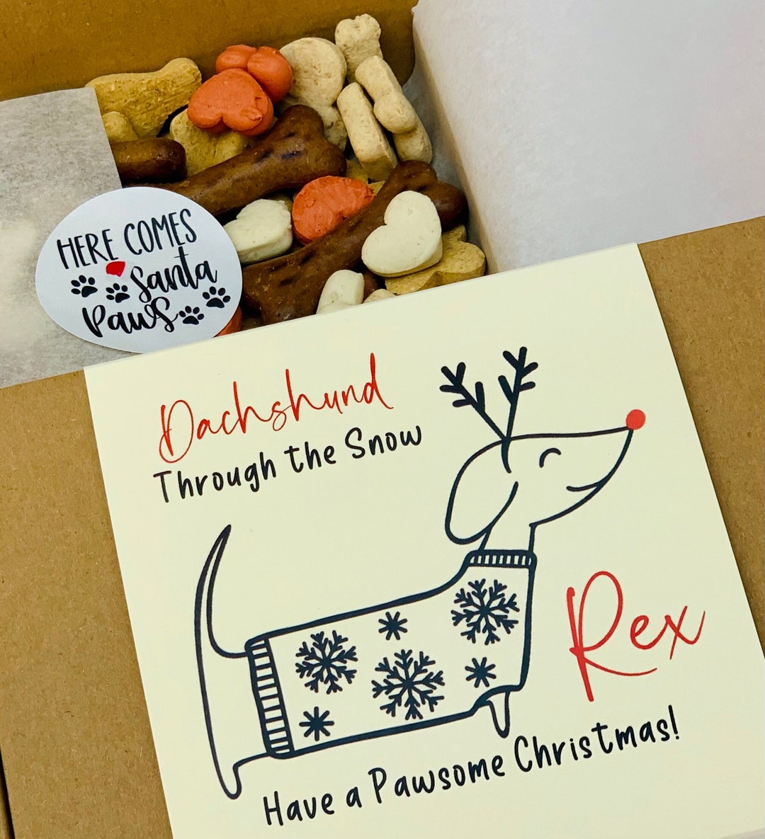 Personalized Dog Treat Gift Box Sausage Dog Christmas Present Etsy UK — free download
