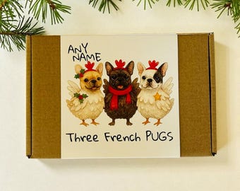 Personalized French Bulldog Christmas Treat Box - Holiday Puppy Gift