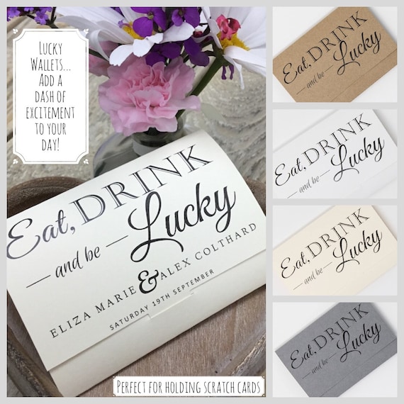 Wedding Favour Personalised Favor Lottery Ticket Wallet Scratch Card Holder 
