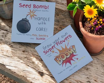 Personalized Seed Packet Favors: Teacher Student Gift, Wildflower Seeds