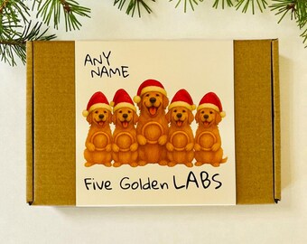 Personalized Golden Labrador Christmas Treat Box: Holiday Puppy Gift