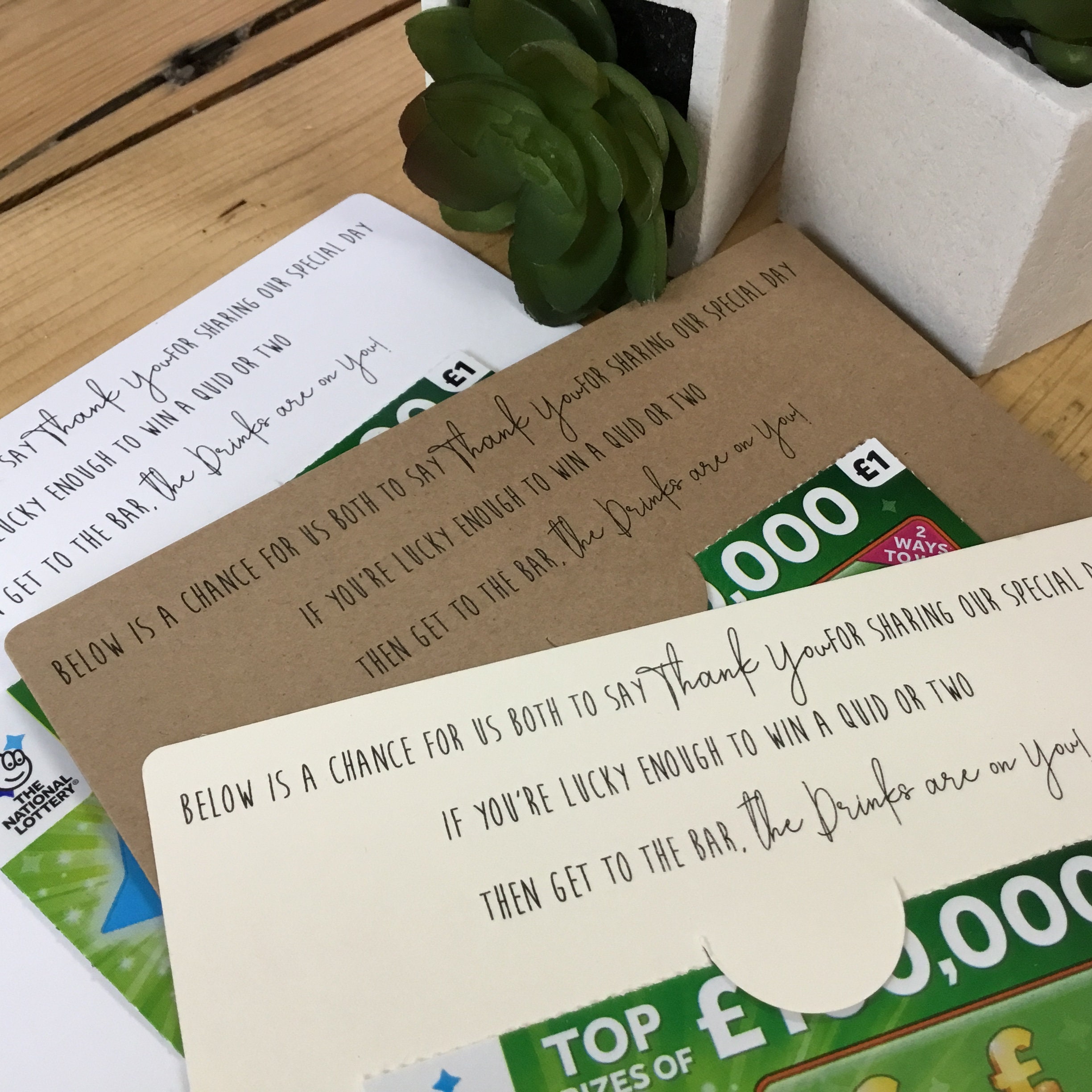 10 x Personalised Lottery ticket holders,Wedding favours,£2