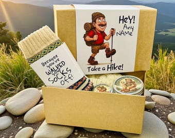 Take a Hike Outdoor Gift Box – Personalised Hiker and Rambler Present with Beanie & Socks