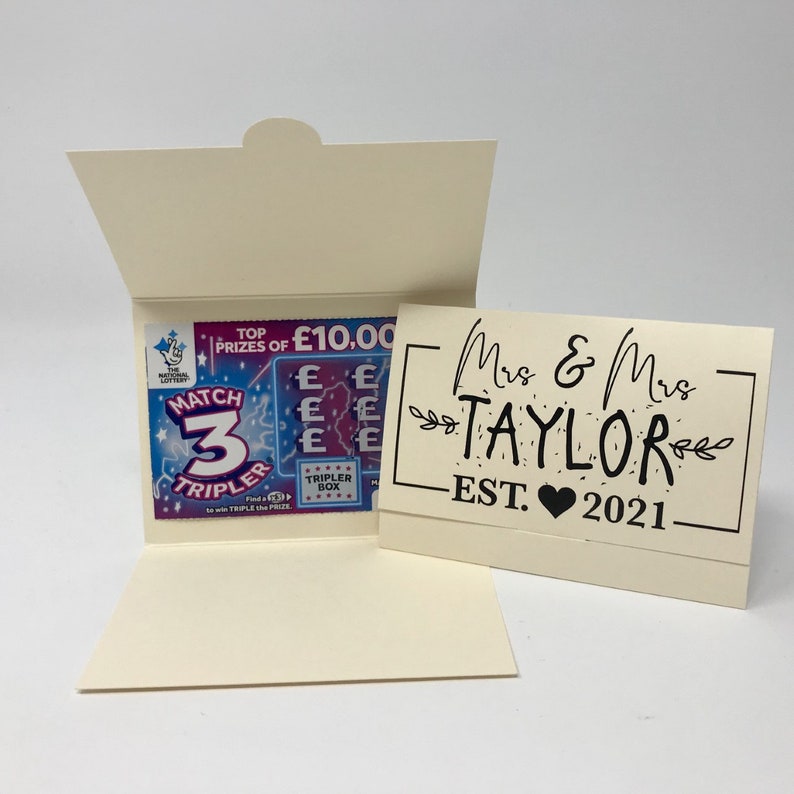 custom wedding favor idea lottery ticket wallet scratch