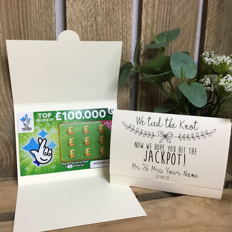 Scratch Card Holder. Wedding Favour Idea. Lottery Ticket Wallet. Personalised Favor. We tied the Knot