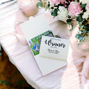 Portefeuille personnalisé pour billets de loterie, porte-cartes à gratter, cadeau de mariage VOS NOMS. Trouvez un gagnant comme moi. Porte loto