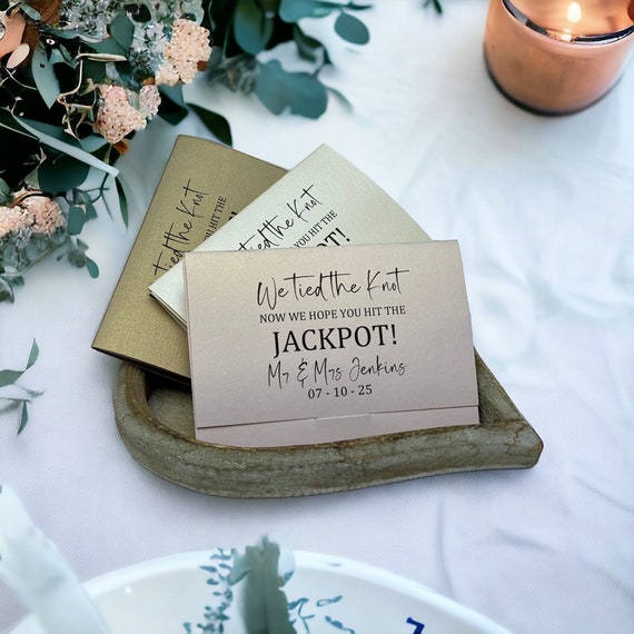 Wedding Favour Idea. Scratch Card Holder. Lottery Ticket Wallet. Personalised Favor. We tied the Knot