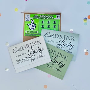 Porte-cartes à gratter pour l'Aïd. Idée de cadeau personnalisé. Portefeuille de billets de loterie. Faveur personnalisée. Idée cadeau pour la célébration de l'Aïd