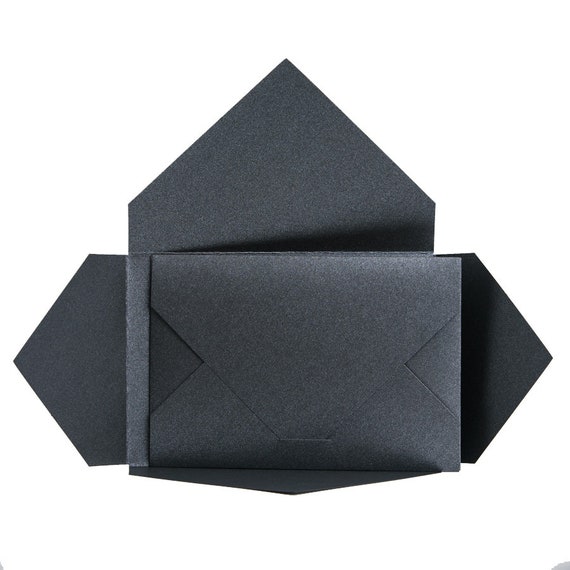 Silver Pocket fold Invites Pocketfold wallet invitations.Wedding cards Shiny DL 