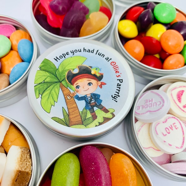 Pirate Party Favours - Sweet Favor - Party Bag Gift Filler - Personalized Sweet Tins - Customised Kids Party Gifts - Childrens Party Idea