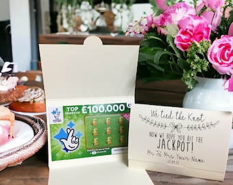 Scratch Card Holder. Wedding Favour Idea. Lottery Ticket Wallet. Personalised Favor. We tied the Knot