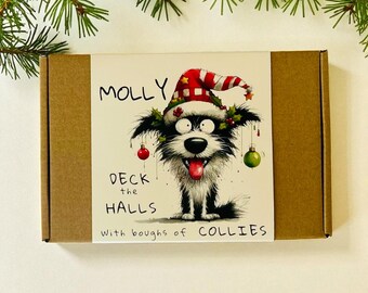 Personalized Collie Dog Christmas Treat Box: Festive Puppy Gift