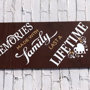 Wooden Sign; Family Sign; Memories Sign; painted sign; vinyl sign; housewarming gift; home decor; living room decor;