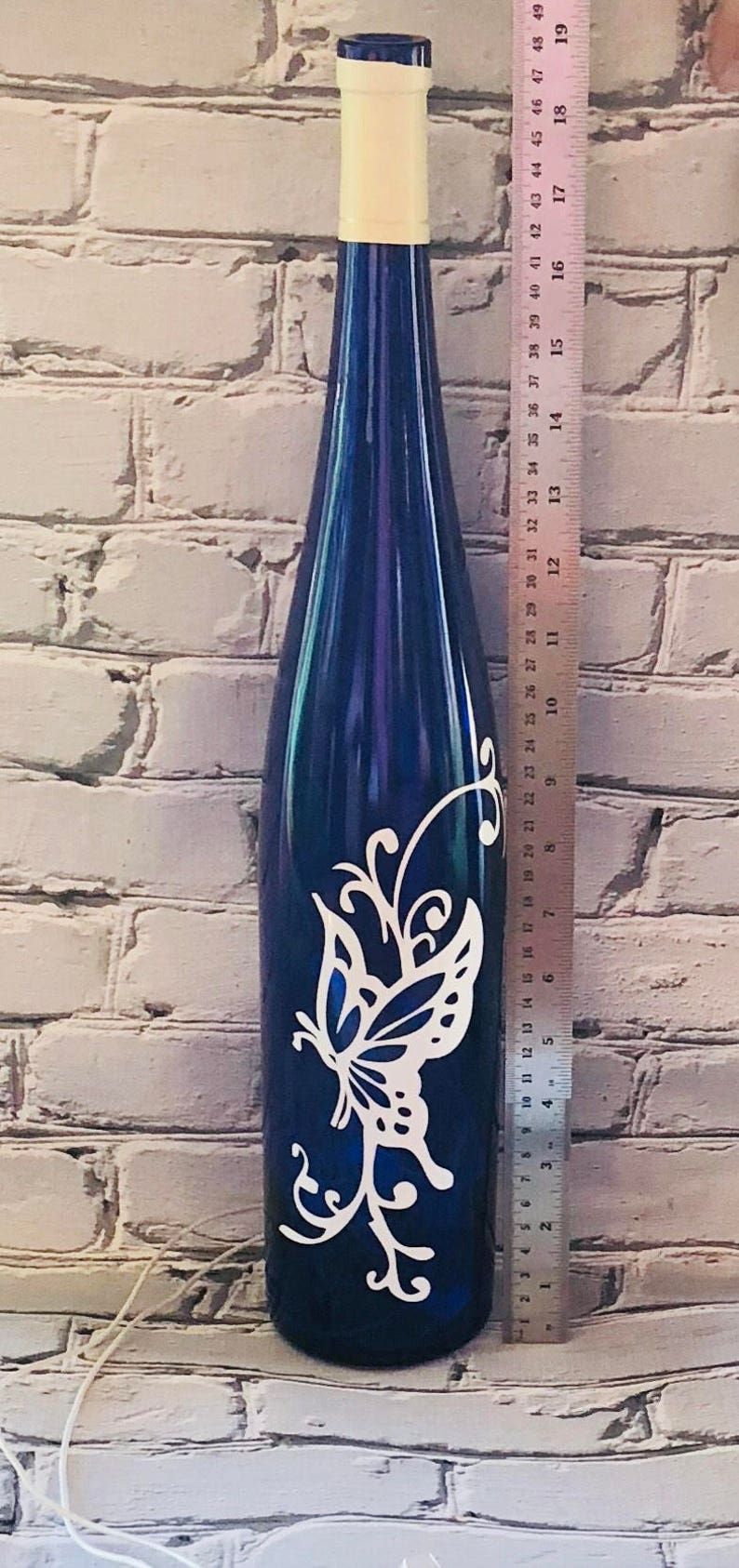 Lighted Wine Bottle Tall Wine Bottle Royal Blue Bottle Etsy