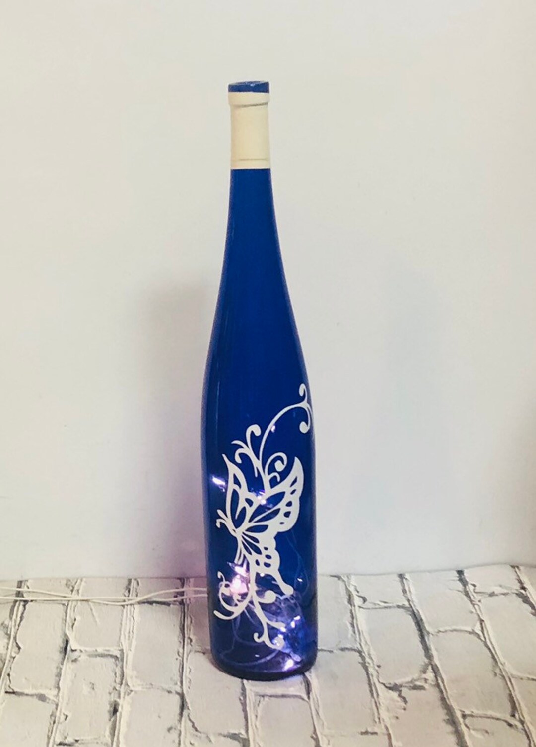 Lighted Wine Bottle Tall Wine Bottle Royal Blue Bottle Etsy Canada