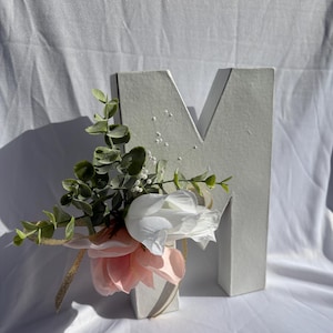 Floral Letter, Bridal Free Standing Letter, Wedding Initials, Paper Mache, Art Decor, Personalized Gift, Monogram Initial, 8" Tall