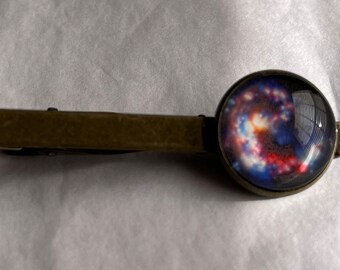 Galaxy Krawattenklammer, Antik Bronze Finish - Himmlisches Geschenk für Ihn