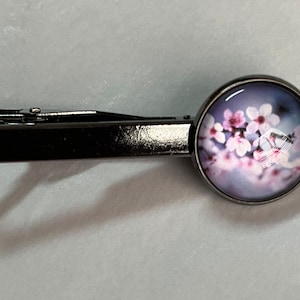 Wedding Tie Clip Cherry Blossom Tie Bar Nature Inspired Gift for Him Father's Day Gift Groom Gift Idea Mens Accessories Mens Jewelry
