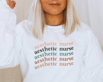 Wavy Retro Aesthetic Nurse Sweatshirt, cosmetic nurse, Botox Dealer, filler Nurse Injector, future aesthetics grad gift for nurse injector