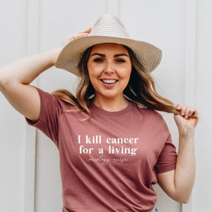 I Kill Cancer For a Living Oncology Nurse Shirt, Heme onc rn gift, comfy tee for hematology cancer clinic, future new grad rn chemo nurse