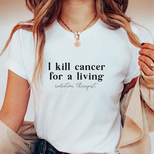 Ik dood kanker voor een levend stralingstherapeut shirt, oncologie kanker xrt rad tech cadeau voor radiologie rad onc leven