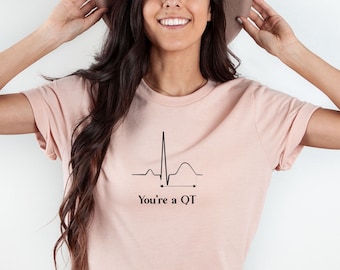 Youre a QT Valentines Day shirt, qtc cardiac cycle tee, cardiology funny qt interval, heartbeat gift for cardiac rehab nurse qt grad gift