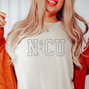 Floral Collegiate NICU Shirt, Neonatal ICU Nurse Gift, NICU Team Tee, Neonatal Intensive Care Comfy Shirt image 3