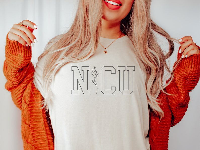 Floral Collegiate NICU Shirt, Neonatal ICU Nurse Gift, NICU Team Tee, Neonatal Intensive Care Comfy Shirt image 3
