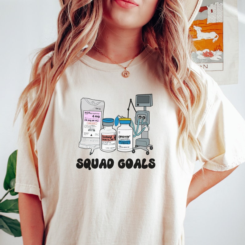 Squad Goals ICU Shirt, Nurse T-Shirt Gift, Critical Care Nursing Tee, Gift for Emergency Nurse image 1