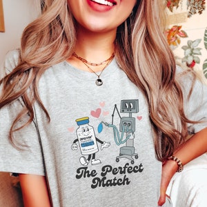 Retro ICU Perfect Match Shirt, Valentine's Medical Tee, Ventilator Shirt, Respiratory Therapist Gift, Funny Critical Care Tee image 2