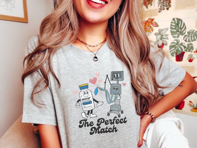 Retro ICU Perfect Match Shirt, Valentine's Medical Tee, Ventilator Shirt, Respiratory Therapist Gift, Funny Critical Care Tee image 2