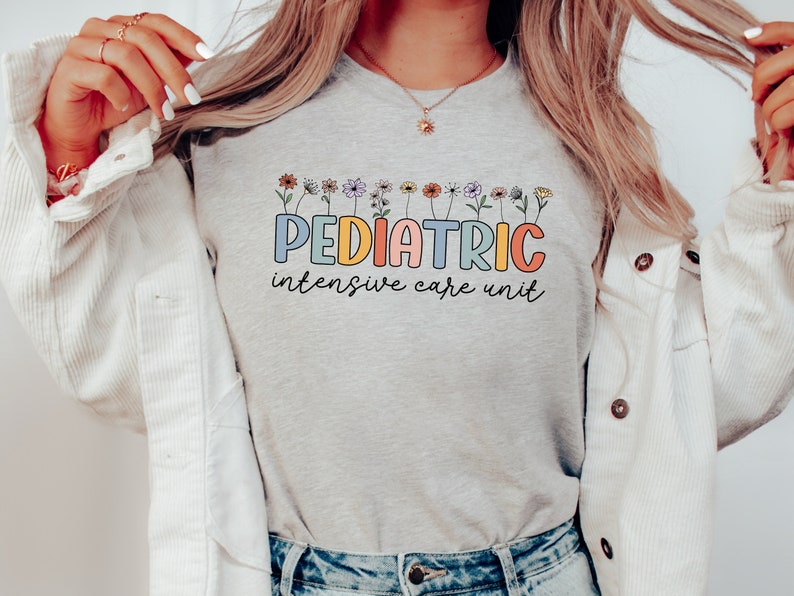 Floral Pediatric Intensive Care Unit Shirt, PICU Tee, Gift for Pediatric Nurse, Peds Critical Care Graduation, Cute T-Shirt Medical image 4