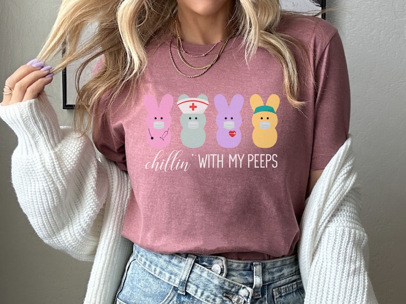 Medical Nurse Easter Shirt, Chillin With My PEEPs Respiratory Tee, Bunnies Hospital Easter Shirt, Emergency Nurse Gift image 7