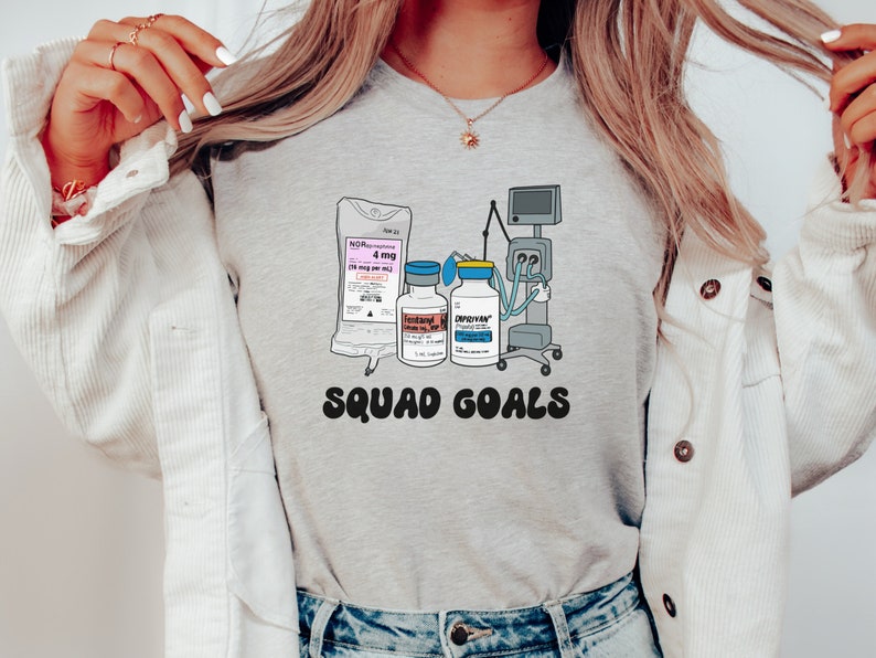 Squad Goals ICU Shirt, Nurse T-Shirt Gift, Critical Care Nursing Tee, Gift for Emergency Nurse image 3