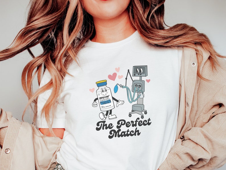Retro ICU Perfect Match Shirt, Valentine's Medical Tee, Ventilator Shirt, Respiratory Therapist Gift, Funny Critical Care Tee image 1