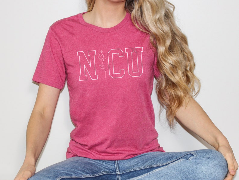 Floral Collegiate NICU Shirt, Neonatal ICU Nurse Gift, NICU Team Tee, Neonatal Intensive Care Comfy Shirt image 8