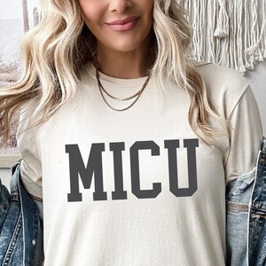 Sporty Collegiate ICU Shirt, Medical MICU Nurse Gift, MICU Team Tee, Critical Intensive Care Comfy Shirt image 6