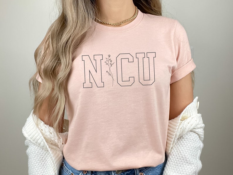 Floral Collegiate NICU Shirt, Neonatal ICU Nurse Gift, NICU Team Tee, Neonatal Intensive Care Comfy Shirt image 2