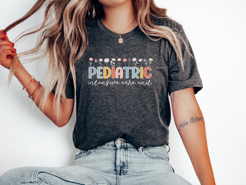 Floral Pediatric Intensive Care Unit Shirt, PICU Tee, Gift for Pediatric Nurse, Peds Critical Care Graduation, Cute T-Shirt Medical image 6