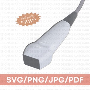 Phased strahler Herzsonde PNG, Ultraschall Bild für Cricut, Krankenhaus SVG, Ultraschall Tech Craft