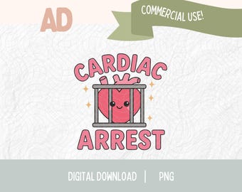 Hartstilstand PNG – grappig medisch hartontwerp voor verpleegkundige shirt, mok, beker, sublimatie, humor van de arts, digitaal bestand gezondheidszorg
