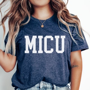 Sporty Collegiate ICU Shirt, Medical MICU Nurse Gift, MICU Team Tee, Critical Intensive Care Comfy Shirt image 4